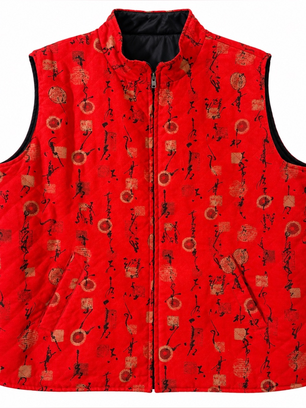 Chico's Red Quilted Patterned Sleeveless Vest